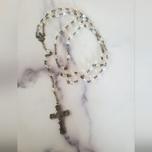 Vintage sacred heart rosary with aurora beads